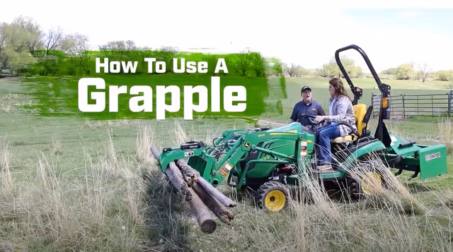 How To Grapple with the Frontier AV20F Grapple on a John Deere 1025R Tractor
